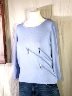 1980s Zipper Design Long Sleeve Top